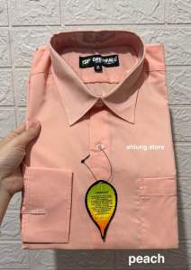 KEMEJA PRIA GREENFALO - KEMEJA POLOS LENGAN PANJANG PRIA WARNA ORANGE 1