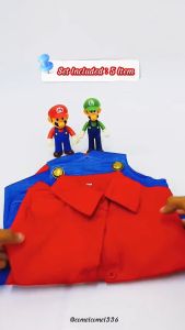 Comel Kids Super Mario Cosplay Outfit Costume Overall Set