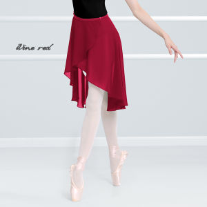 Women Ballet Wrap Skirt Black Chiffon Ballet Skirt Sheer Dance Skirt Adult Waist Adjustable Buckle Skirt Teens Irregular Skirts