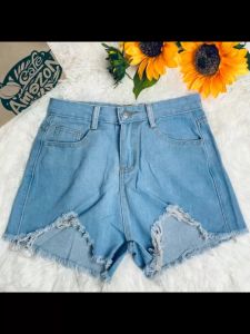 กางเกงยีนขาสั้น เอวสูง สไตล์เกาหลี ผู้หญิง ไซซ์ S - XXL #PiPi#025