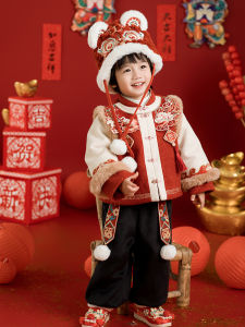 ชุดกี่เพ้าฤดูหนาวสำหรับเด็กชาย สีแดง เสื้อผ้าเด็ก ชุดแต่งงาน ชุดกี่เพ้าจีน ชุดเด็ก ชุดแต่งงาน ชุดเด็กชาย ชุดกี่เพ้าจีน