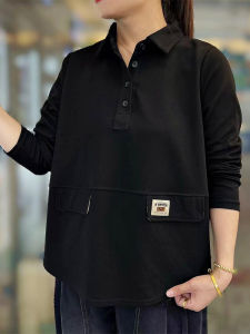 Loose Long Sleeve Polo Collar Mom Sweatshirts Womens Fashion Spring Autumn Casual Comfortable Breathable Solid Color Tops