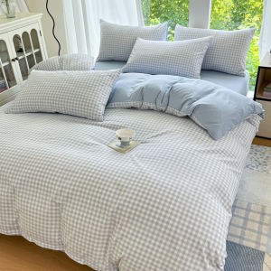 Dansunreve Washed Cotton Quilt Cover Stripe Duvet Cover Minimalist Grey/Blue Soft Comfortable Beddings Comforter Cover Japanese Style High Quailty Single Queen King Size