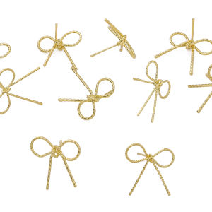 2pcs/bag 14K Gold Plated Brass Copper Batch Wire Bow For DIY Earring Making Accessories