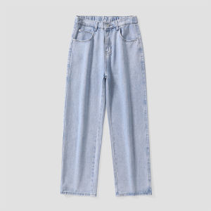 กางเกงยีนส์ทรงตรงสำหรับผู้ชาย สไตล์อเมริกัน กางเกงขายาวทรงหลวม สีน้ำเงินเข้ม ทรงหลวม กางเกงขายาวทรงหลวม ทรงหลวม