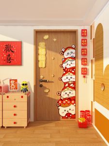 New Year Chiikawa Couplets Wall Stickers Childrens Room Background Decorations Adhesive PVC Frosted Stickers Good Luck