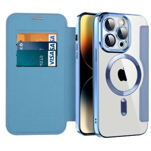 For Samsung Galaxy S23 Ultra S23 Plus Phone Case Leather Flip Wallet For Magsafe Case Wireless Charging Plating Clear Camera Protection Phone Cover