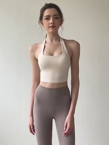 Sports Bra Women Padded Hanging Neck Seamless Push-up Non Wire Bra Fitness Yoga Running Training Gym