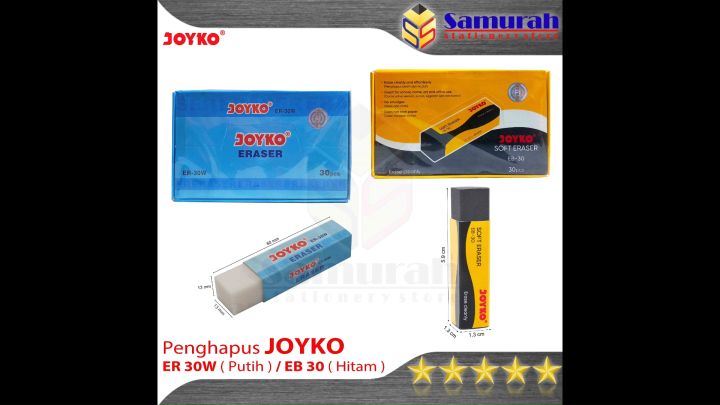 Penghapus Pensil Joyko isi 30 Tanggung / Eraser EB 30 Hitam Black / ER 30 Putih White  B 30  ( 1 Pak )