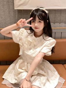 ชุดเดรสสั้นสีขาวสไตล์จีนใหม่สำหรับผู้หญิงในฤดูร้อน กระโปรงทรงเอเอวสูง กระโปรงทรงเอ ชุดเดรสสั้น ชุดเดรสยาวปานกลาง