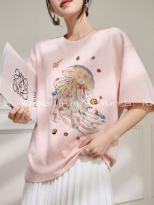 PlumJan | Áo Thun Dễ Thương Màu Hồng In Hình Tay Ngắn Form Rộng