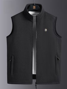 ROMON | เสื้อกั๊กขนแกะหนาสำหรับผู้ชาย ฤดูใบไม้ผลิ ฤดูใบไม้ร่วง ฤดูหนาว เสื้อกันหนาวแบบมีฮู้ด แขนกุด ปกติ แฟชั่น ยูนิเซ็กส์