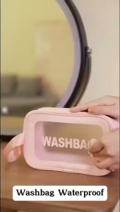 TAS WASHBAG WATERPROOF / Travel Bag Organizer Anti Air Tempat Kosmetik Alat Mandi Perlengkapan Make-up Peralatan Gadget Aksesoris Transparent Bening - GP Mall