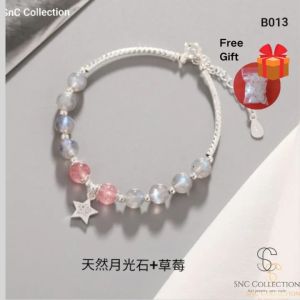【SNC】<披星戴月>草莓晶灰月光水晶手鏈 助爱情人缘水晶手链 Crystal Bracelet for Women Accessories Women Bangles Bracelets Gelang Tangan Perempuan
