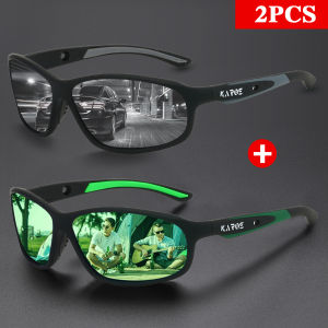 karos | 2Pcs/Set Karos Mens Polarized Fishing Sunglasses Women Fashion UV400 Cycling Driving Hiking Sun Glasses Night Vision Eyewear