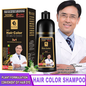 500ml 3 In 1 Hair Color Shampoo Hair Dye Covering White Hair Shampoo Black Plant Hair Dye Fast Hair Dye Cream Styling DIY
