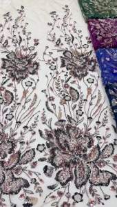 2025 African Beaded Groom Lace Fabric High Quality French Mesh Lace Fabric Sequins Nigerian Lace Fabrics For Wedding Dress