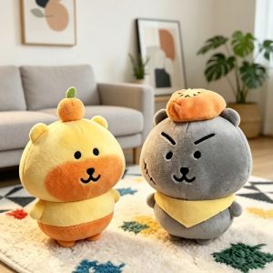 Bandai | 2027 Cute Anime Plush Keychain Kawaii Sad Bear Animal Doll Soft Schoolbag Pendant Funny Toy Keyring Backpack Ornament Gift