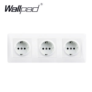 Triple EU Socket Round Back Wallpad 110-250V White Plastic Panel Euro European Standard Power Socket with Claws for EU Box