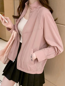 Womens Summer UV Protection Ice Silk Loose Top Coat with Hood Long Sleeve Fashionable Versatile Nylon Spandex Blend Outerwear