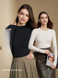 MiiOW | Áo len dệt kim cổ cao dáng ôm cho nữ MiiOW Cat Person Áo lót mùa thu đông ấm áp Áo sơ mi cơ bản thường ngày