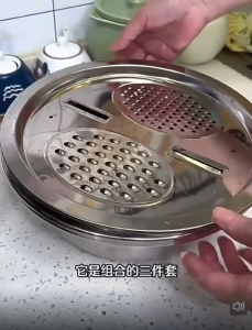 Baskom Parut Set 3in1 Baskom Parutan Saringan Pengiris Sayuran Buah Stainless Steel Serbaguna