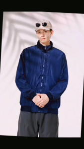 Plain Bomber Jacket with Zipper Closure #8232