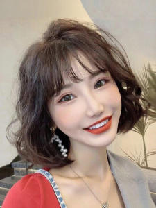 MENGSIQIAN | Wool Curl Real Human Hair Full Wig Short Hairstyle