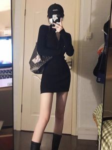 HUOLISI | Black Seductive Short Bodycon Sweater Dress