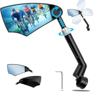 Anti-Glare Handlebar Bike Mirror - Bike Rear View Mirror With Retractable & 360 ° Adjustable Lens Foldable Bicycle Mirror For 2