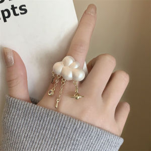 Fashionable Saturn Tassel Ring for Women Cloud Raindrop Design Unique Fresh Style Versatile Ring Finger Accessory Jewelry