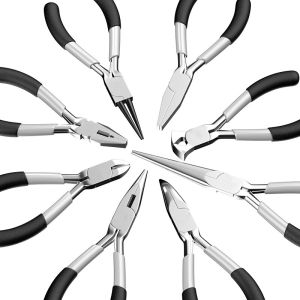 Diy Jewelry Accessories Making Tools Grey Black Coated Plastic Handle Pliers 1pc/bag