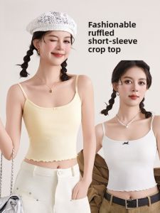 miiow | Cat Lady Fashion Short Baring Belly Strap Top Women Summer No Bra Vest Underwear With Chest Pad Beautiful Backwear Outerwear