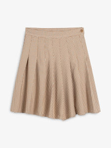 Váy Ngắn Xếp Ly Kẻ Caro Cạp Cao Cho Nữ Váy Chữ a Cổ Điển Mùa Thu Váy Ngắn Cho Nữ Váy Xếp Ly Bằng Polyester Viscose Và Polyurethane