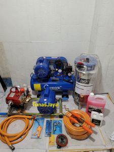 Paket Komplit Usaha Steam Listrik Cuci Motor Mobil+Kompresor 1/4HP Dinamo Snow Salju Tambal Ban Pentil