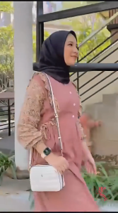 Midi Dress Flora Terbaru Dress Wanita Kekinian Bahan Rayon Twill Combi Motif Polos Rayon Viscose