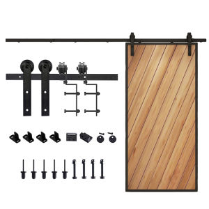 4.9FT/6FT/6.6FT/8FT Carbon Steel Sliding Wood Barn Door Hardware Heavy Duty Sliding Barn Door Hardware Sliding Door Set