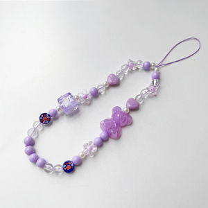 Phone Case Chain Bracelet Crystal Bear Square Lanyard Young Adult Ins Style Earphone Sleeves Beaded DIY Bracelet Patch Camera Pendant Cute Lanyard Keychain CCD Handmade Pendant Classy