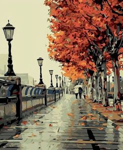 RUOPOTY Paint By Number Lake Scenery DIY Pictures By Numbers Painting Kits Drawing Canvas Handpainted Painting Home Decoration