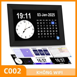 Đồng Hồ Báo Thức Kỹ Thuật Số Màn Hình Cảm Ứng 10.1 Inch Với Lịch Màn Hình Lớn Dành Cho Người Già Chế Độ Mù Màu Nhắc Nhở Uống Thuốc Hình Vuông LED