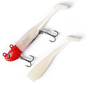 Noeby 7.5cm 21g 9cm 28g Vibration Jig Head Soft Lure Shad Set Lure Body Long Casting T Tail Jig Head Hook Seabass Flatfish Bait