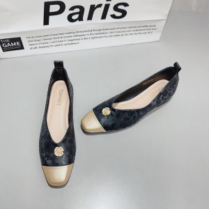 Soft Bottom Spliced Retro Chinese Style Flat Shoes Square Head Thick Heel Low Heel Slip-On Fashionable Daily Wear Womens Shoes