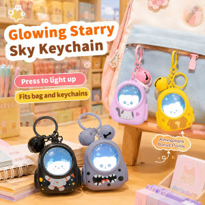 Luminous Starry Sky Bear Cat Astronaut Keychain Cute LED Backpack Bag Charm Key Ring⚡PH deliveryIn stock⚡