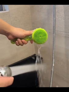 2 in 1 Long Handle Silicone Pet Bath Brush Refillable Shower Gel Massage Grooming Tool