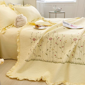 Princess Stitched Summer Quilt Cover Three-Piece Set Cotton Sandwich Embroidery Air Conditioner Quilt Thin Quilt Bedding Covers