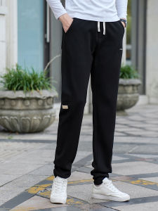 Thickened Extended Winter Warm Mens Casual Pants High Waist Elastic Fleece Lined Trousers for Tall Men Casual Straight Leg Pants