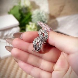 Huitan Silver Color Leaf Earrings for Women Full Dazzling Crystal Cubic Zirconia Fashionable Hoop Earrings Wedding Trend Jewelry
