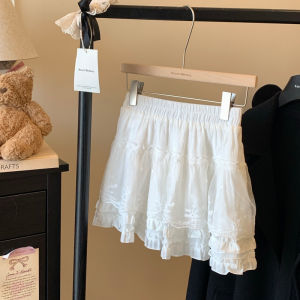 Spring New Style High Waist Lace Mesh Elastic Waist Half Skirt Fashion Puffy A-Line Short Skirt Womens Korean Version Commute