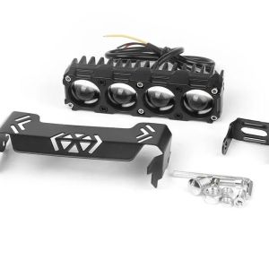 4-Lens Waterproof LED Light Bar for Motorcycle/Car/SUV – Dual Color Yellow & White Beam (3000K/6000K) Adjustable Quad-Eye Off-Road Lights with Protective Cover