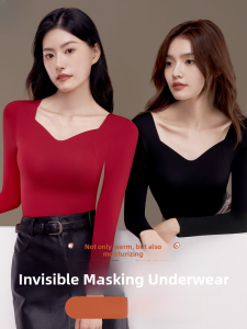MiiOW | Warm Long Sleeve Womens Bralette Inner Wear Cat Person Mask Base Layer Shirt No Bra Required With Chest Pad Thermal Top